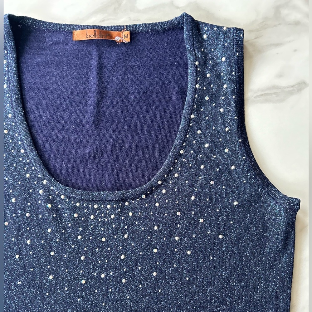 Belldini size M navy glittery knit tank top - Picture 4 of 14